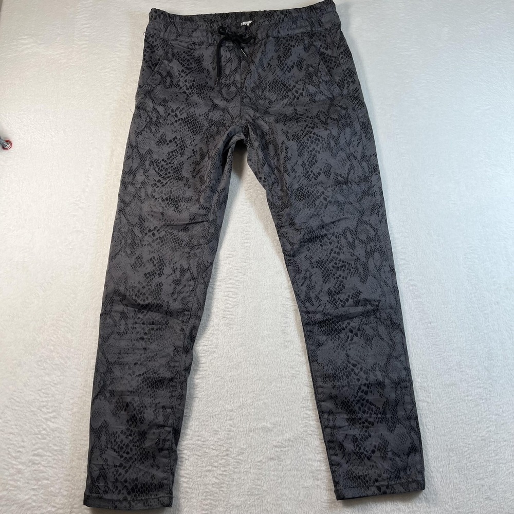 Flog Snake Print Jogger Pants Womens 29‎ Gray Twill Elastic Waist Pockets Casual